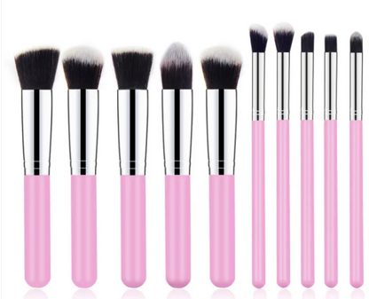 10-Piece Wooden Handle Makeup Brush Set
