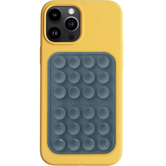 OCTOBUDDY MAX Silicone Suction Phone Case Adhesive Mount - Hands-Free Strong Grip Holder for Selfies and Videos - Durable Easy to Use - iPhone and Android Compatible - 2.6″ x 3.9″ Shade Gray