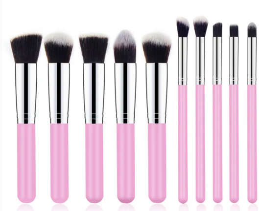 10-Piece Wooden Handle Makeup Brush Set