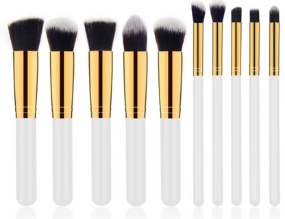 10-Piece Wooden Handle Makeup Brush Set