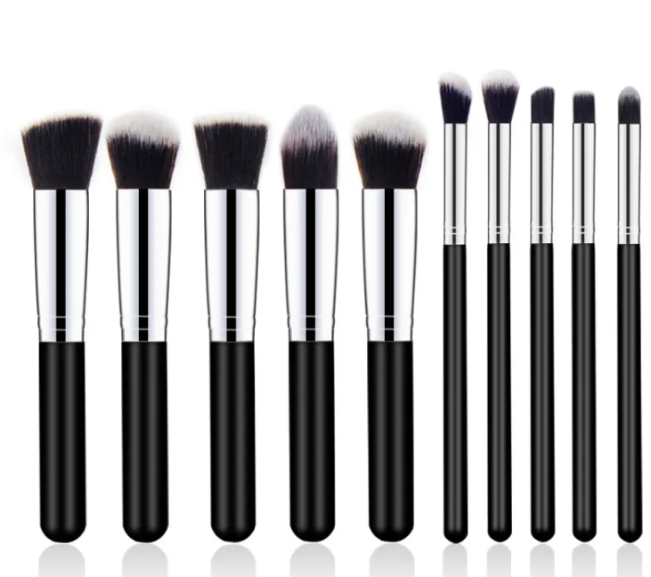 10-Piece Wooden Handle Makeup Brush Set
