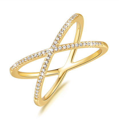SunDins 14K Gold Rings for Women Gold Cubic Zirconia Rings X Rings Criss Cross Rings Gold Women’s Rings Jewelry Non Tarnish Gold Rings 56789 (9)