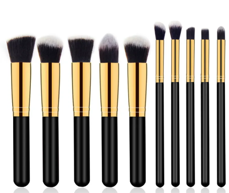 10-Piece Wooden Handle Makeup Brush Set